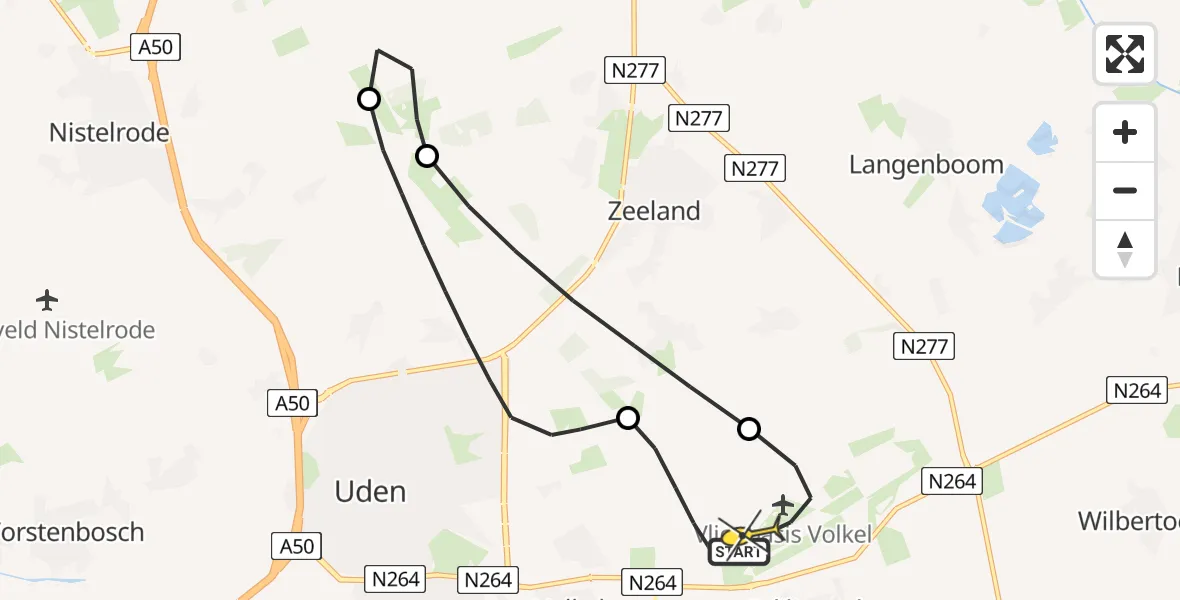 Routekaart van de vlucht: Lifeliner 3 naar Vliegbasis Volkel, Voskampweg
