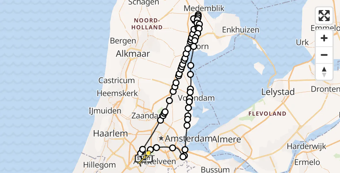 Vluchtroute Politiehelikopter van Schiphol naar Schiphol