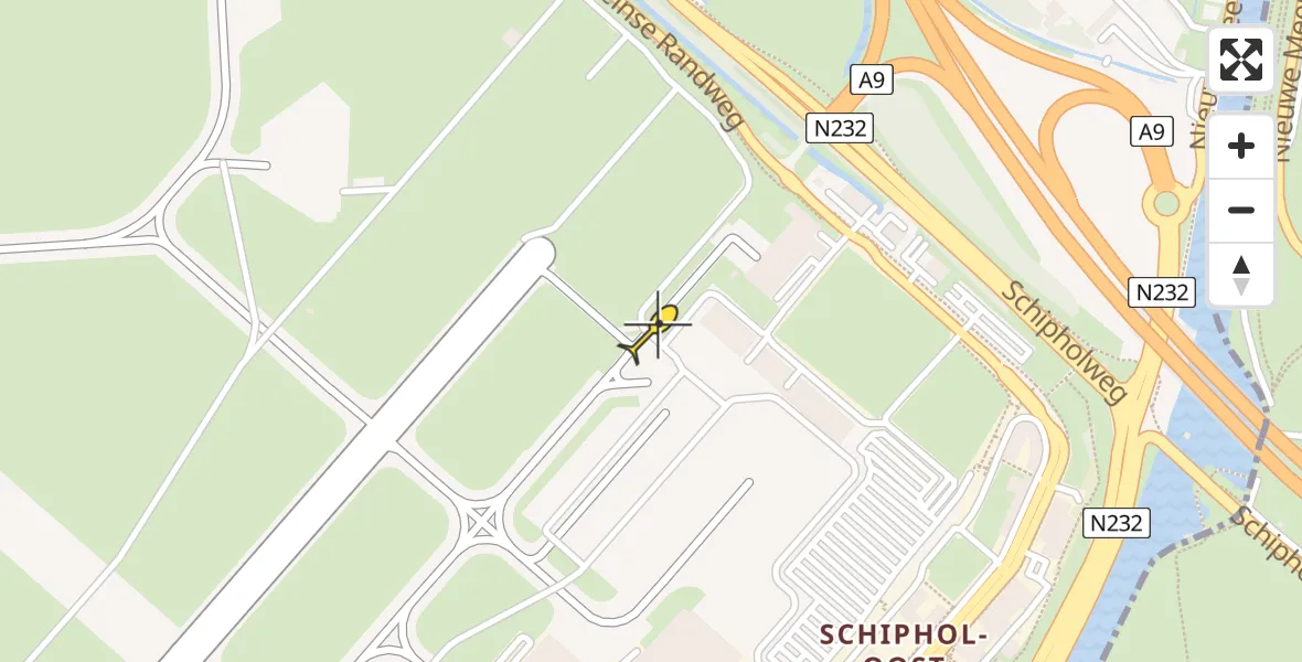 Routekaart van de vlucht: Politieheli naar Schiphol