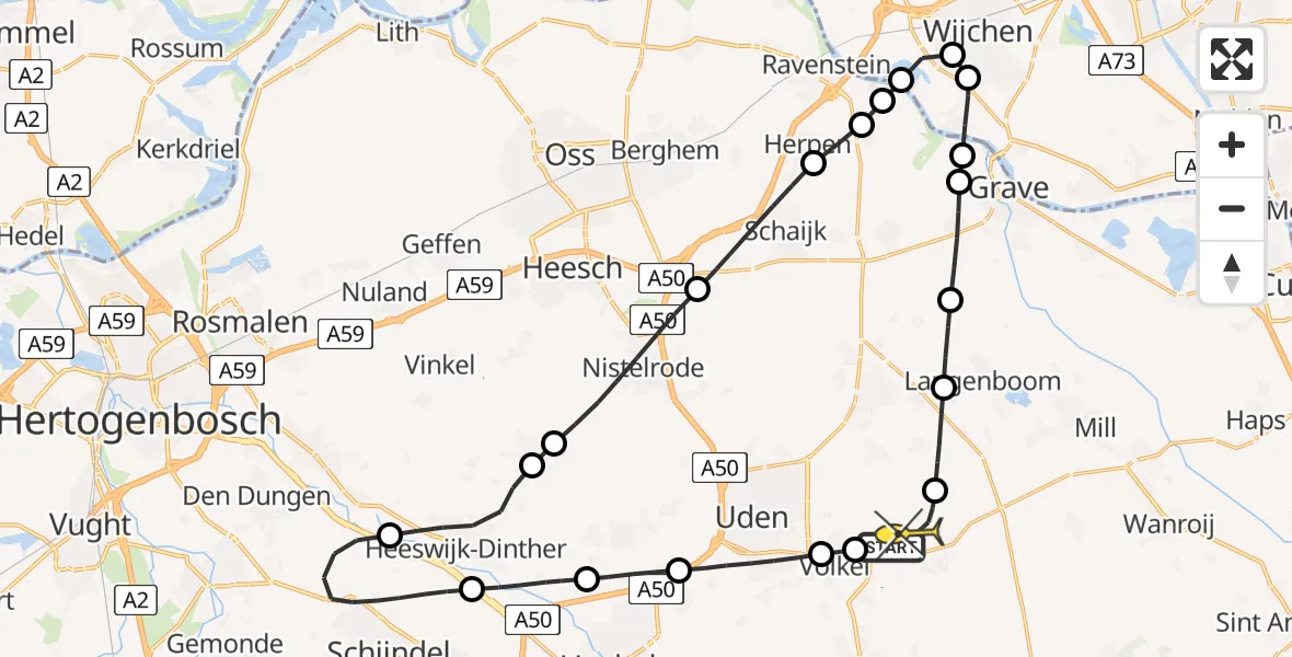 Routekaart van de vlucht: Lifeliner 3 naar Vliegbasis Volkel, Rondweg Volkel