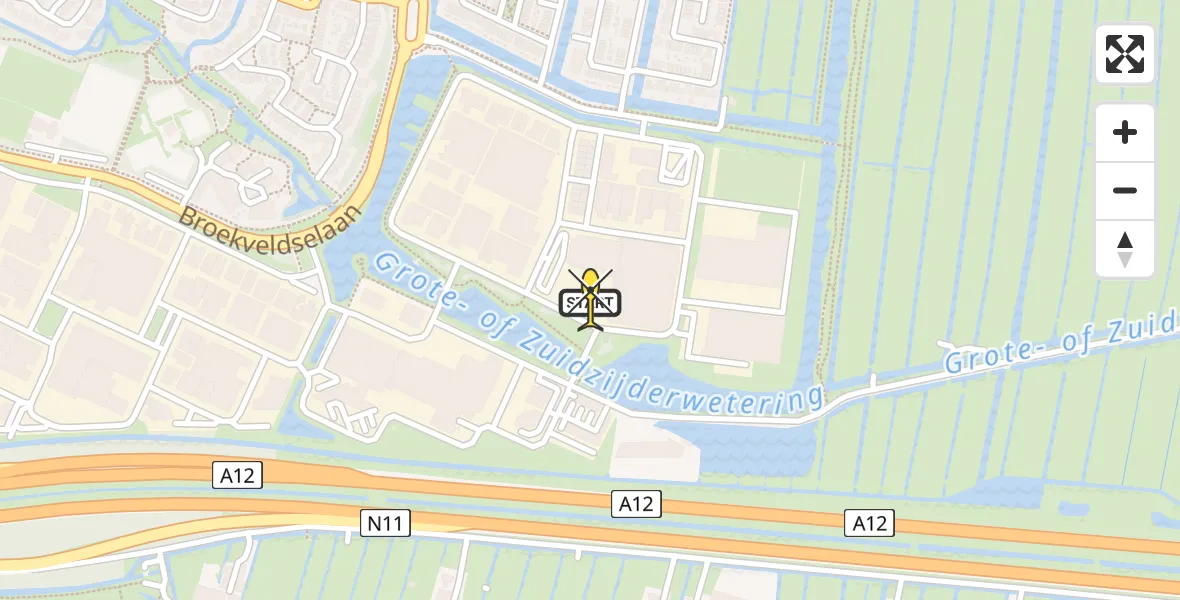 Routekaart van de vlucht: Lifeliner 2 naar Bodegraven, Terrassonsingel