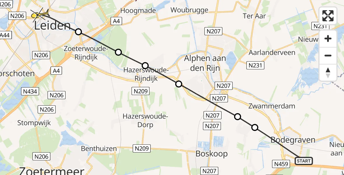 Routekaart van de vlucht: Lifeliner 2 naar Leiden, Grutto