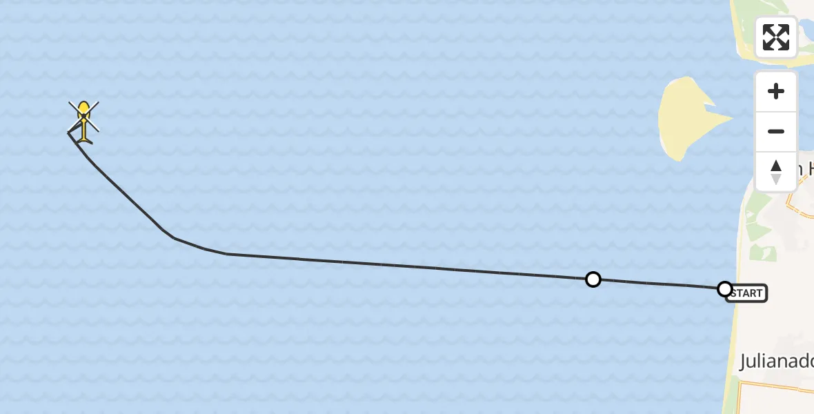 Routekaart van de vlucht: Kustwachthelikopter naar 