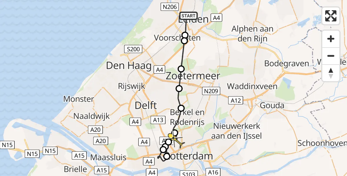 Routekaart van de vlucht: Lifeliner 2 naar Rotterdam The Hague Airport, Vondellaan