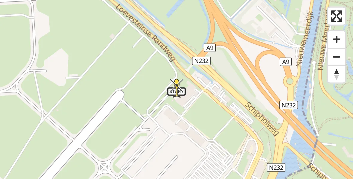 Routekaart van de vlucht: Politiehelikopter naar Schiphol, Loevesteinse Randweg