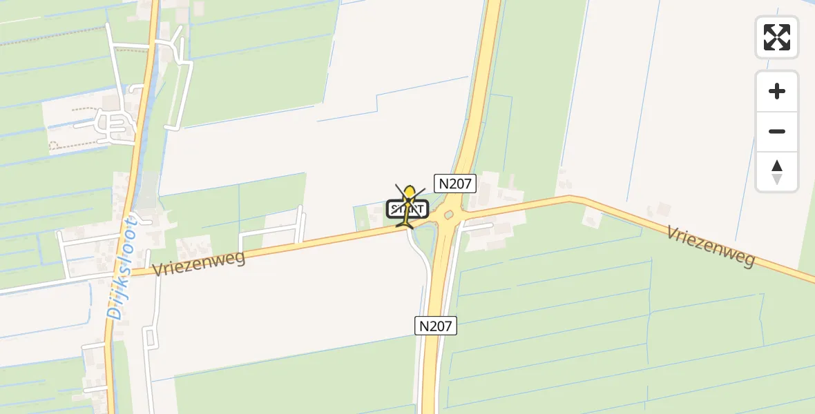 Routekaart van de vlucht: Lifeliner 1 naar Leimuiden, Vriezenweg