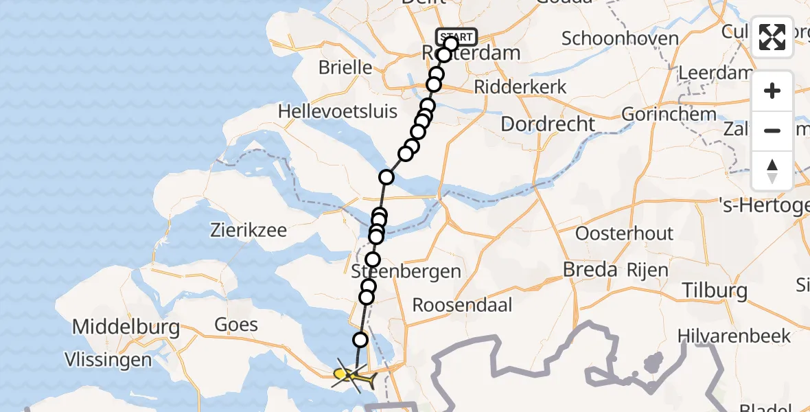Routekaart van de vlucht: Lifeliner 2 naar Rilland, Engels park