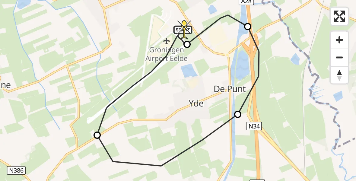 Routekaart van de vlucht: Lifeliner 4 naar Groningen Airport Eelde, Homsteeg