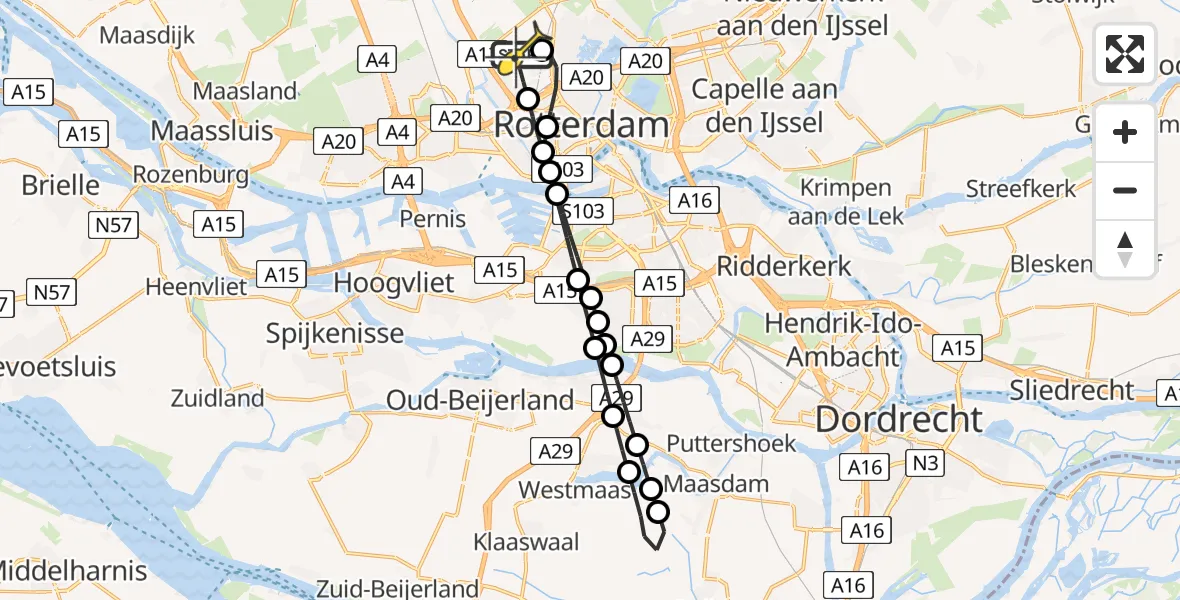 Routekaart van de vlucht: Lifeliner 2 naar Rotterdam The Hague Airport, Molenpad