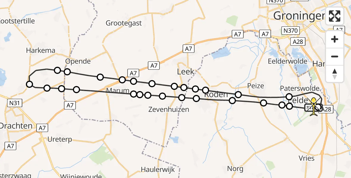 Routekaart van de vlucht: Lifeliner 4 naar Groningen Airport Eelde, Hoofdweg