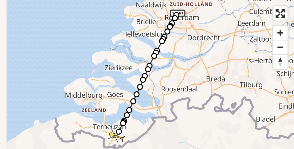 Routekaart van de vlucht: Lifeliner 2 naar Axel, Achterdijk