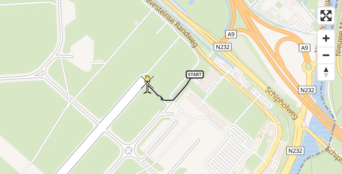 Routekaart van de vlucht: Politieheli naar Schiphol, Thermiekstraat