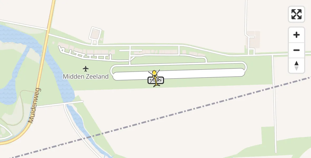 Routekaart van de vlucht: Lifeliner 2 naar Vliegveld Midden-Zeeland, Calandweg