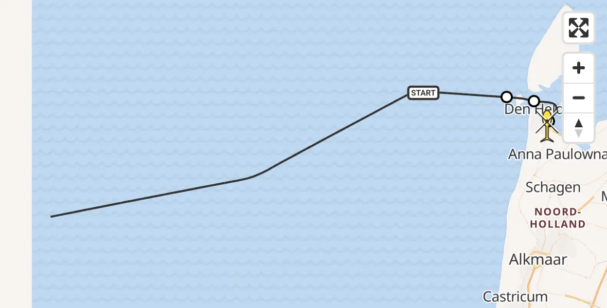 Routekaart van de vlucht: Kustwachthelikopter naar Vliegveld De Kooy, Luchthavenweg
