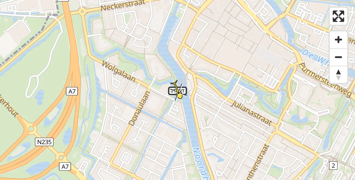 Routekaart van de vlucht: Lifeliner 1 naar Purmerend, Melkwegbrug