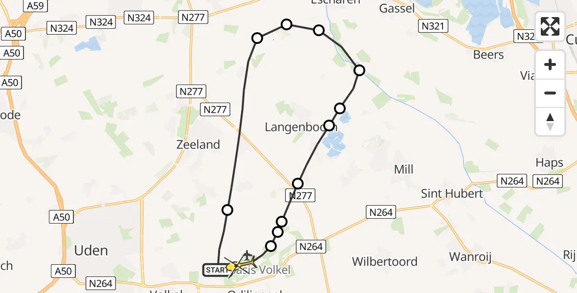 Routekaart van de vlucht: Lifeliner 3 naar Vliegbasis Volkel, Houtvennen