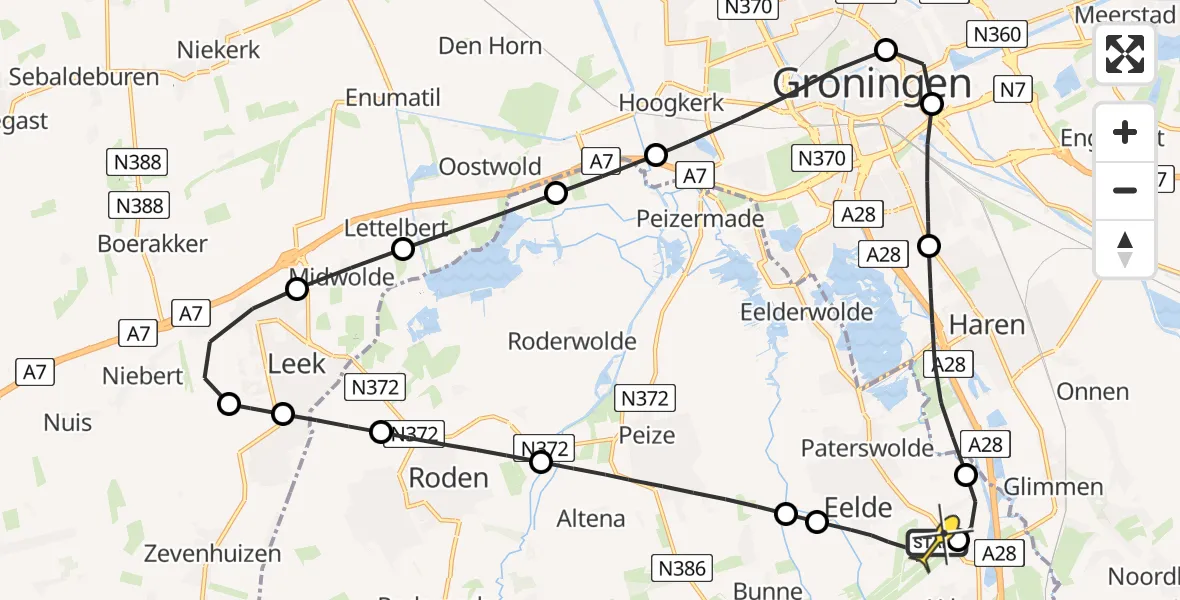 Routekaart van de vlucht: Lifeliner 4 naar Groningen Airport Eelde, Eskampenweg