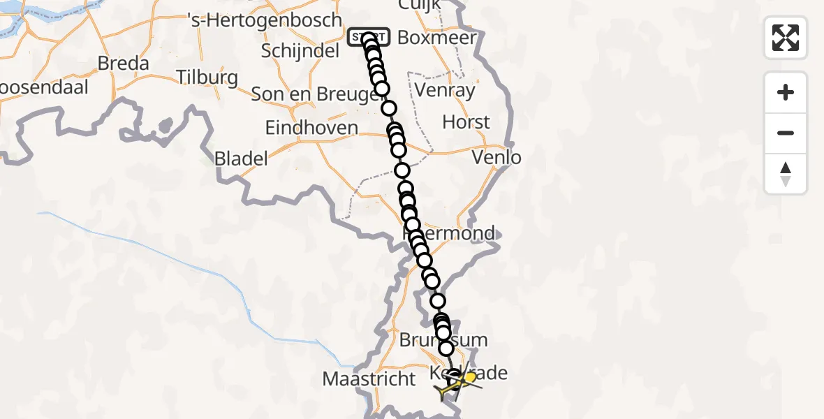Routekaart van de vlucht: Lifeliner 3 naar Rouwstraat