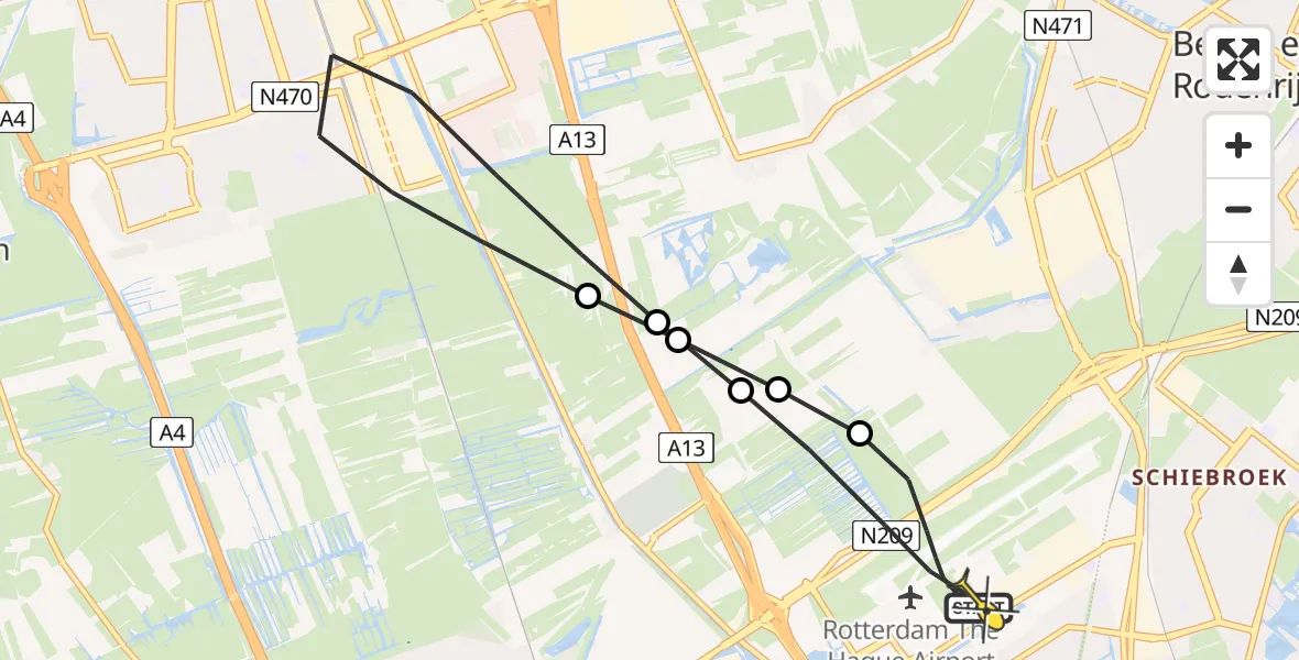 Routekaart van de vlucht: Lifeliner 2 naar Rotterdam The Hague Airport, Einsteinweg