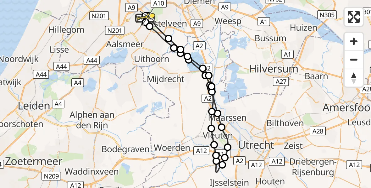 Routekaart van de vlucht: Politieheli naar Schiphol, Thermiekstraat
