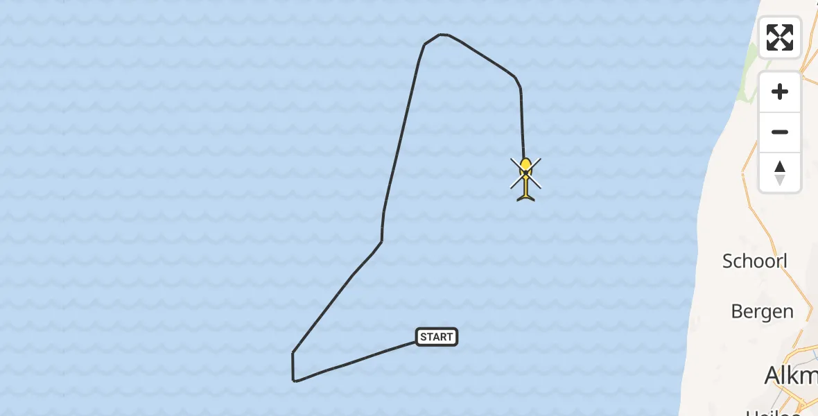 Routekaart van de vlucht: Kustwachthelikopter naar 
