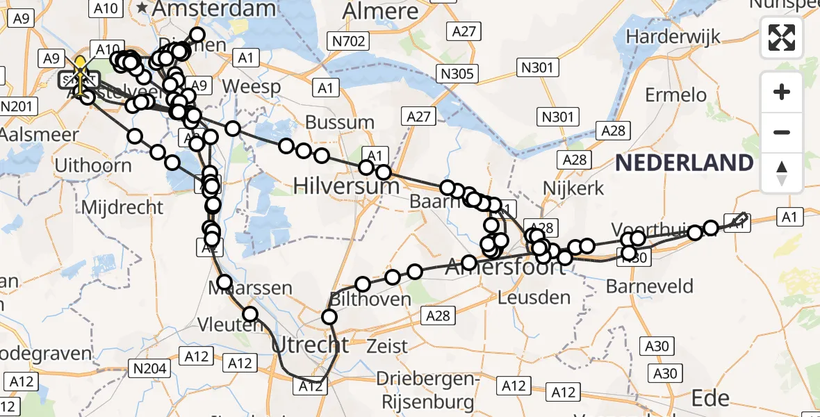 Routekaart van de vlucht: Politieheli naar Schiphol, Van Weerden-Poelmanweg