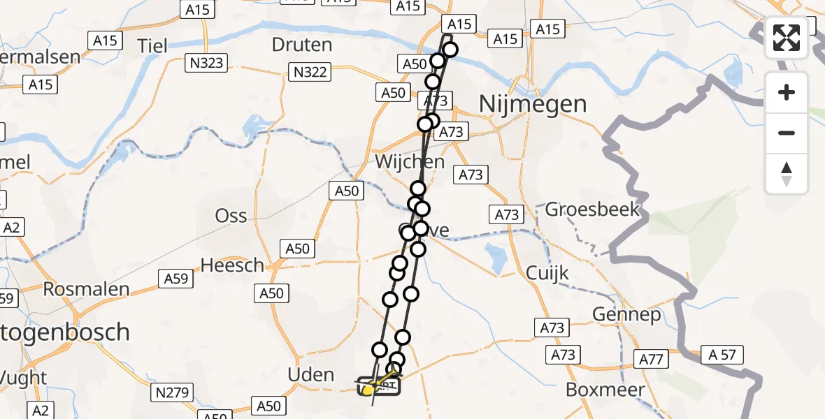 Routekaart van de vlucht: Lifeliner 3 naar Vliegbasis Volkel, Houtvennen