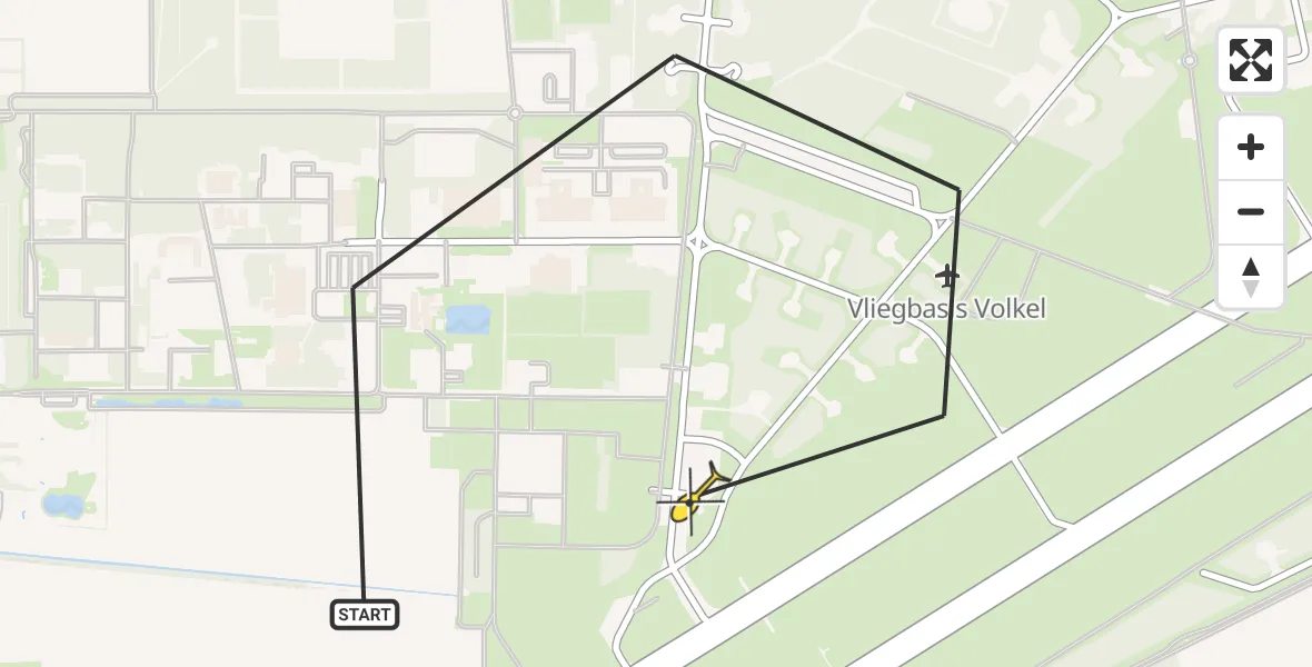 Routekaart van de vlucht: Lifeliner 3 naar Vliegbasis Volkel, Zeelandsedijk