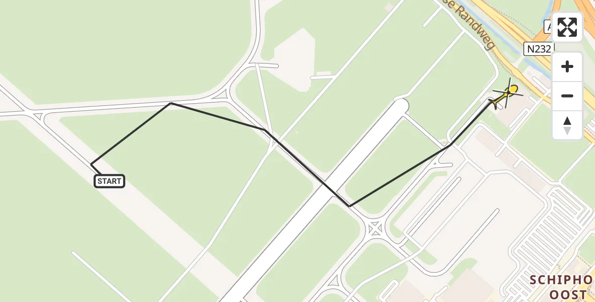 Vluchtroute Politiehelikopter van Schiphol naar Schiphol