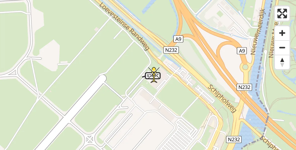 Routekaart van de vlucht: Politieheli naar Schiphol, Walaardt Sacréstraat