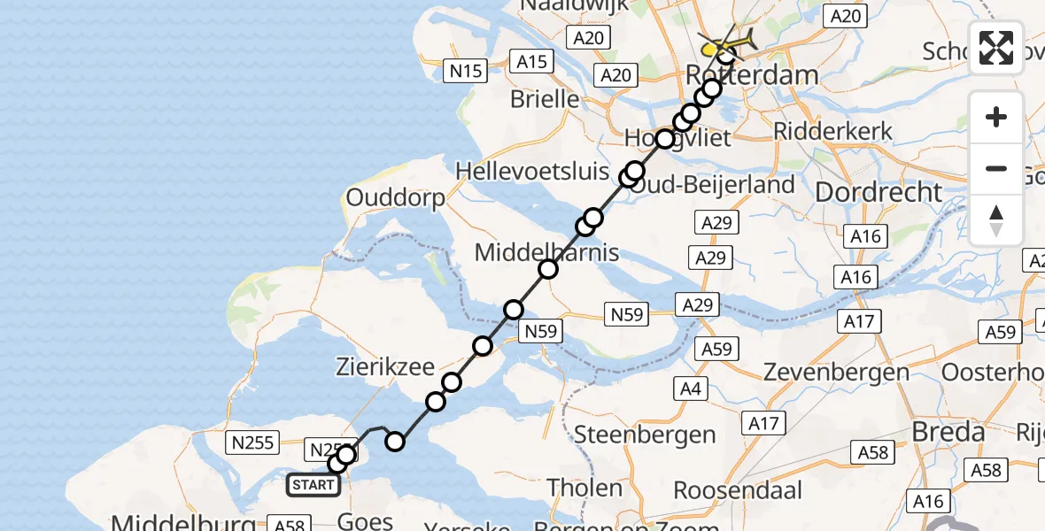 Routekaart van de vlucht: Lifeliner 2 naar Rotterdam The Hague Airport, Leuterwegje