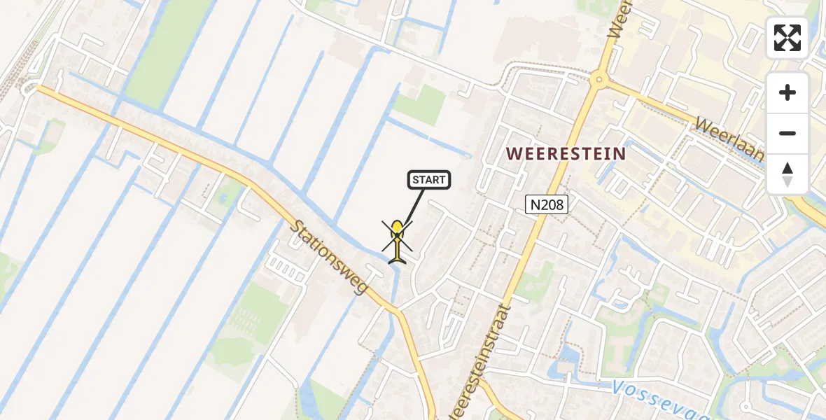 Routekaart van de vlucht: Lifeliner 1 naar Hillegom, De Hoopstraat