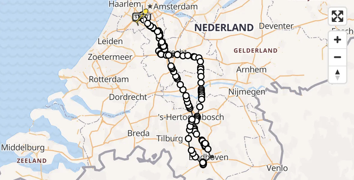 Vluchtroute Politiehelikopter van Schiphol naar Schiphol