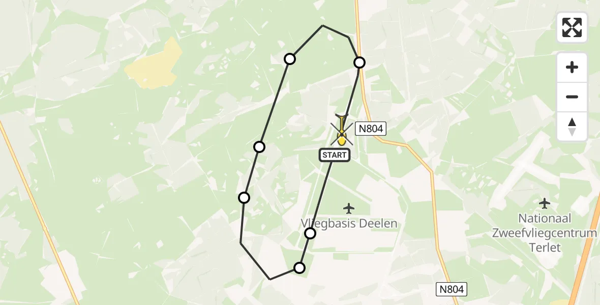 Routekaart van de vlucht: Politiehelikopter naar Vliegbasis Deelen, Zinkgat
