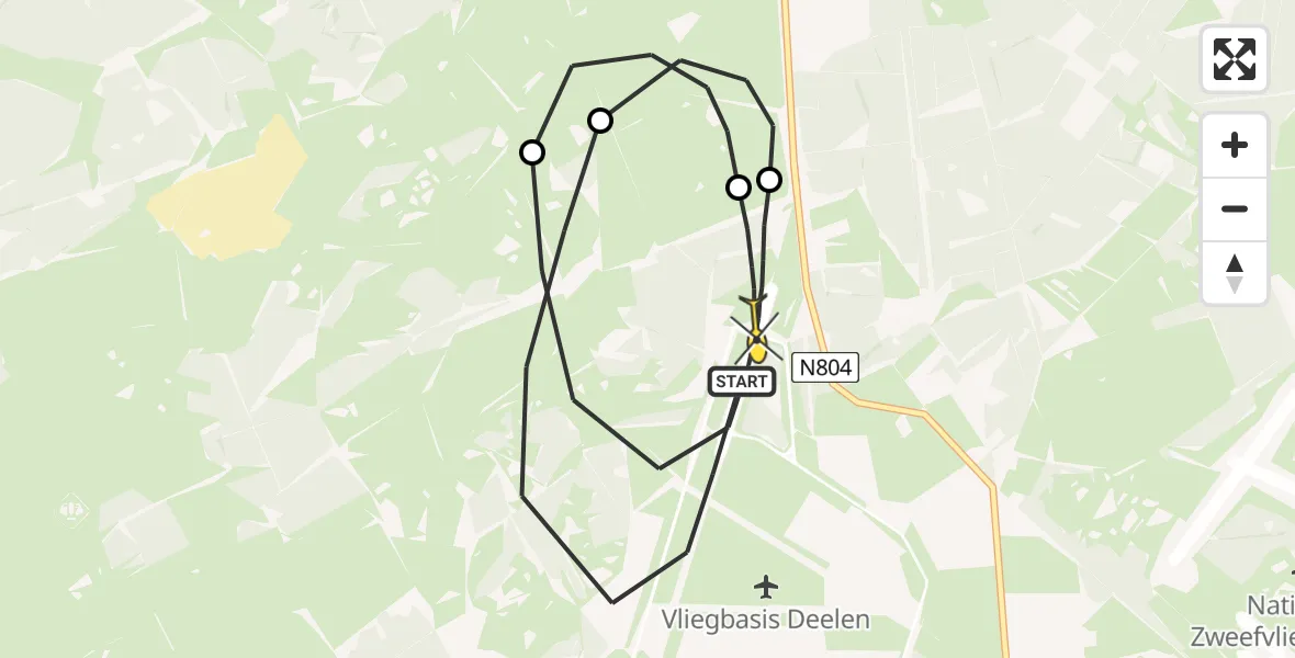 Routekaart van de vlucht: Politieheli naar Vliegbasis Deelen, Rolbaan