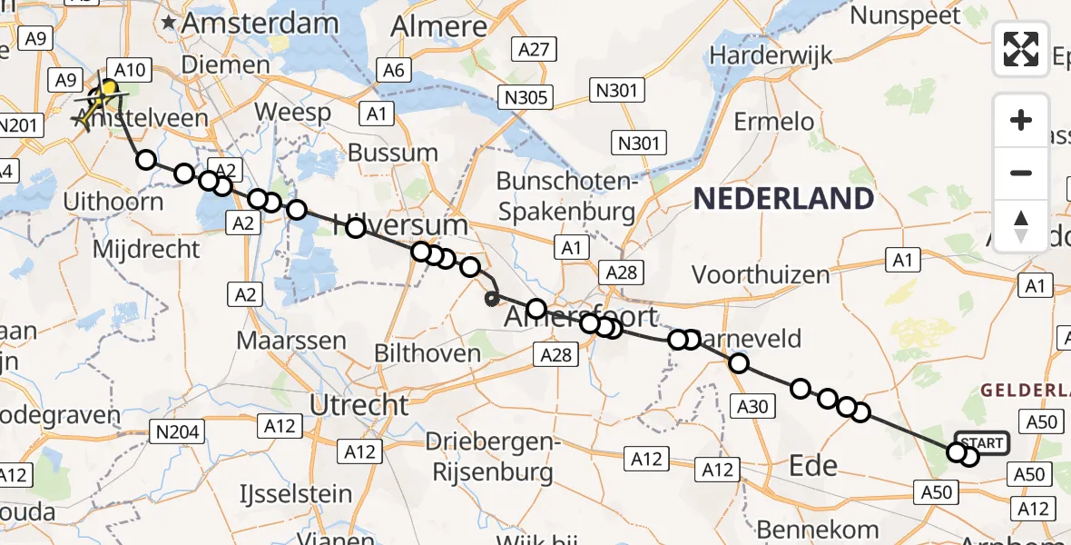 Routekaart van de vlucht: Politiehelikopter naar Schiphol, Zinkgat