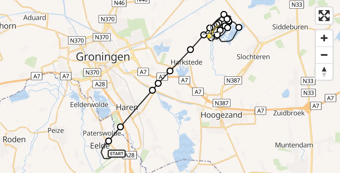 Routekaart van de vlucht: Lifeliner 4 naar Luddeweer, Lugtenbergerweg
