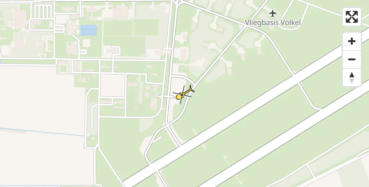 Routekaart van de vlucht: Politiehelikopter naar Vliegbasis Volkel