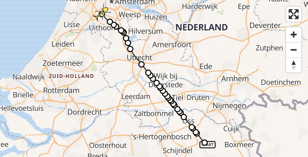 Routekaart van de vlucht: Politieheli naar Schiphol, Kromstraat