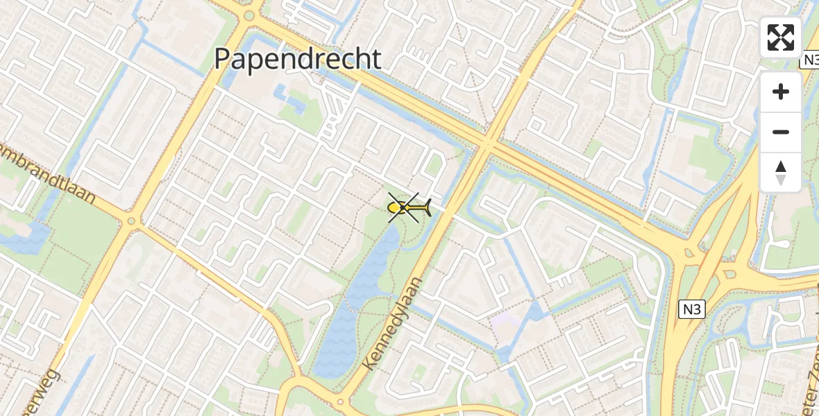 Routekaart van de vlucht: Lifeliner 2 naar Papendrecht