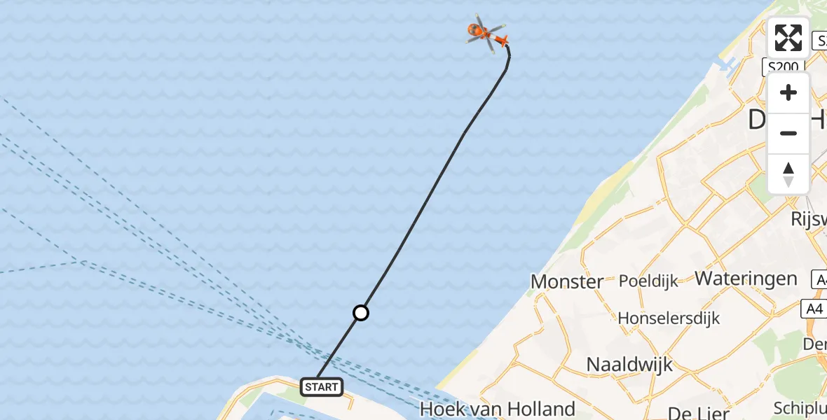 Vluchtroute Kustwachthelikopter Maasvlakte - , 30 oktober 2025, 10:31