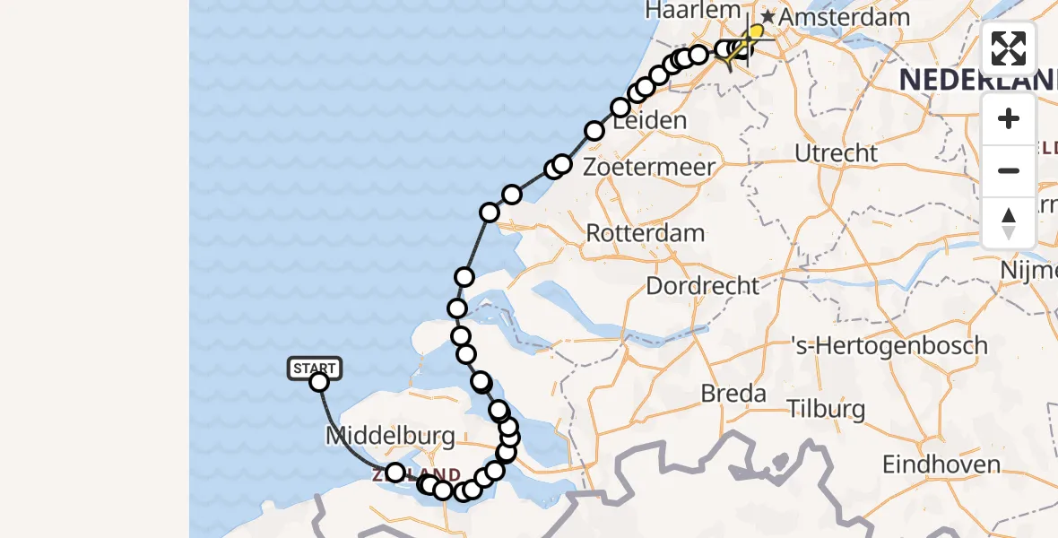Routekaart van de vlucht: Politiehelikopter naar Schiphol, Thermiekstraat