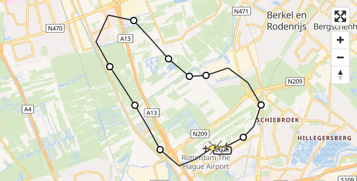 Routekaart van de vlucht: Lifeliner 2 naar Rotterdam The Hague Airport, Zaventembaan