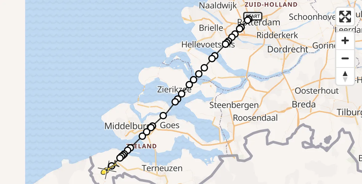 Routekaart van de vlucht: Lifeliner 2 naar Oostburg, Brandenburgbaan