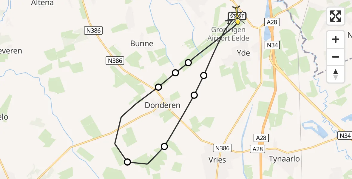 Routekaart van de vlucht: Lifeliner 4 naar Groningen Airport Eelde, Vissersweg