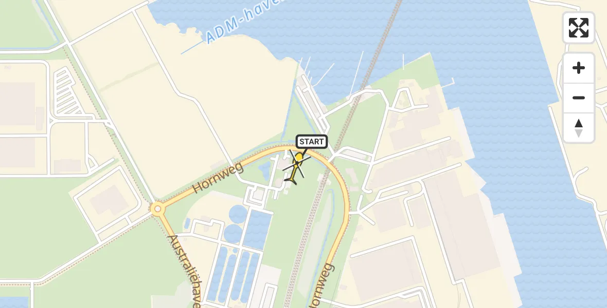 Routekaart van de vlucht: Lifeliner 1 naar Amsterdam Heliport, Hornweg