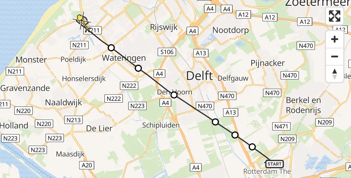 Routekaart van de vlucht: Lifeliner 2 naar Den Haag, Mick Clavanpad