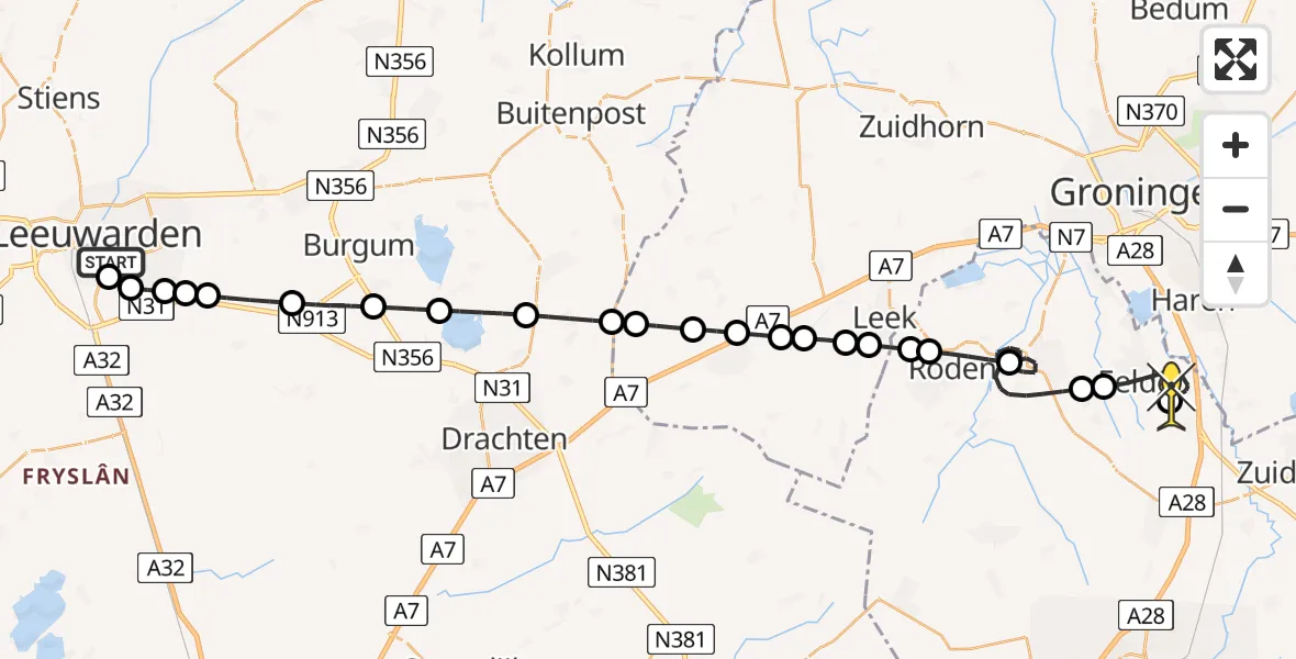 Routekaart van de vlucht: Lifeliner 4 naar Groningen Airport Eelde, Haven