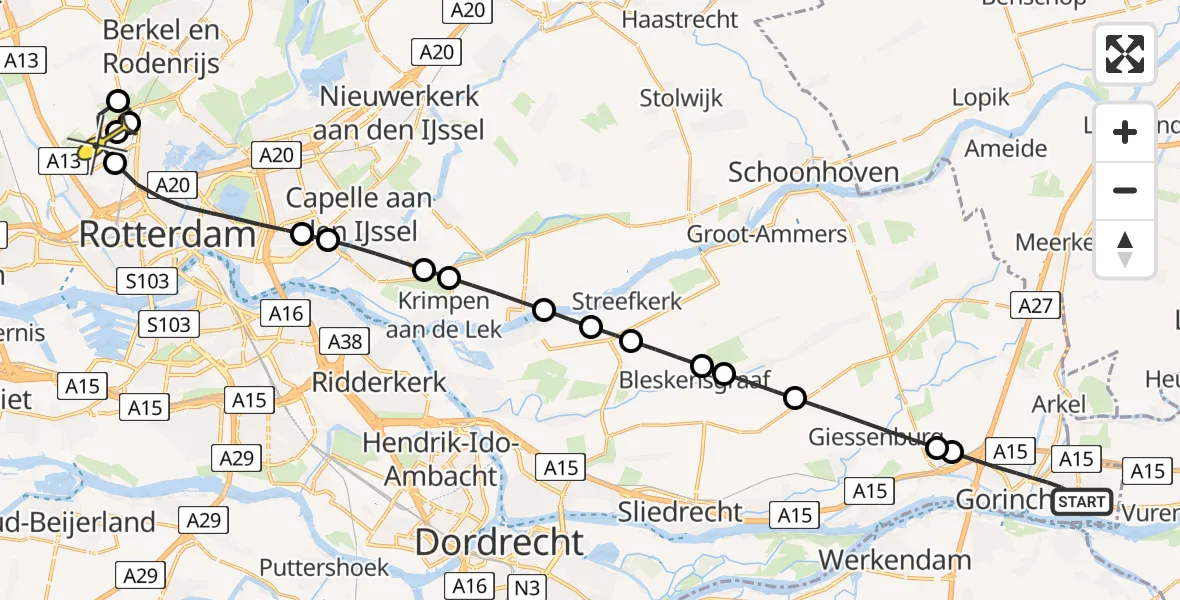 Routekaart van de vlucht: Lifeliner 2 naar Rotterdam The Hague Airport, Palissade