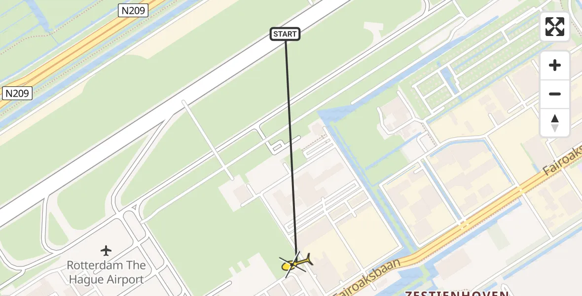 Routekaart van de vlucht: Lifeliner 2 naar Rotterdam The Hague Airport, Brandenburgbaan